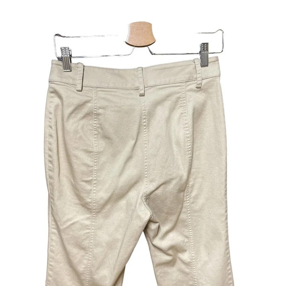 Alexis Helene Flared Stretch-Cotton Pants Button Denim Oyster Tan Size Medium - Picture 7 of 11